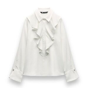 Zara White Ruffled Blouse